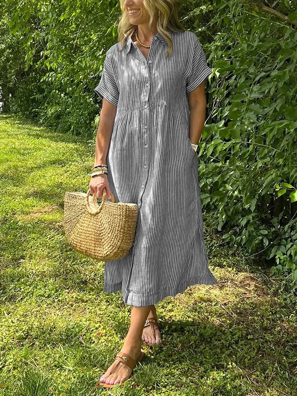 Vanessa - Striped Button-Up Dress