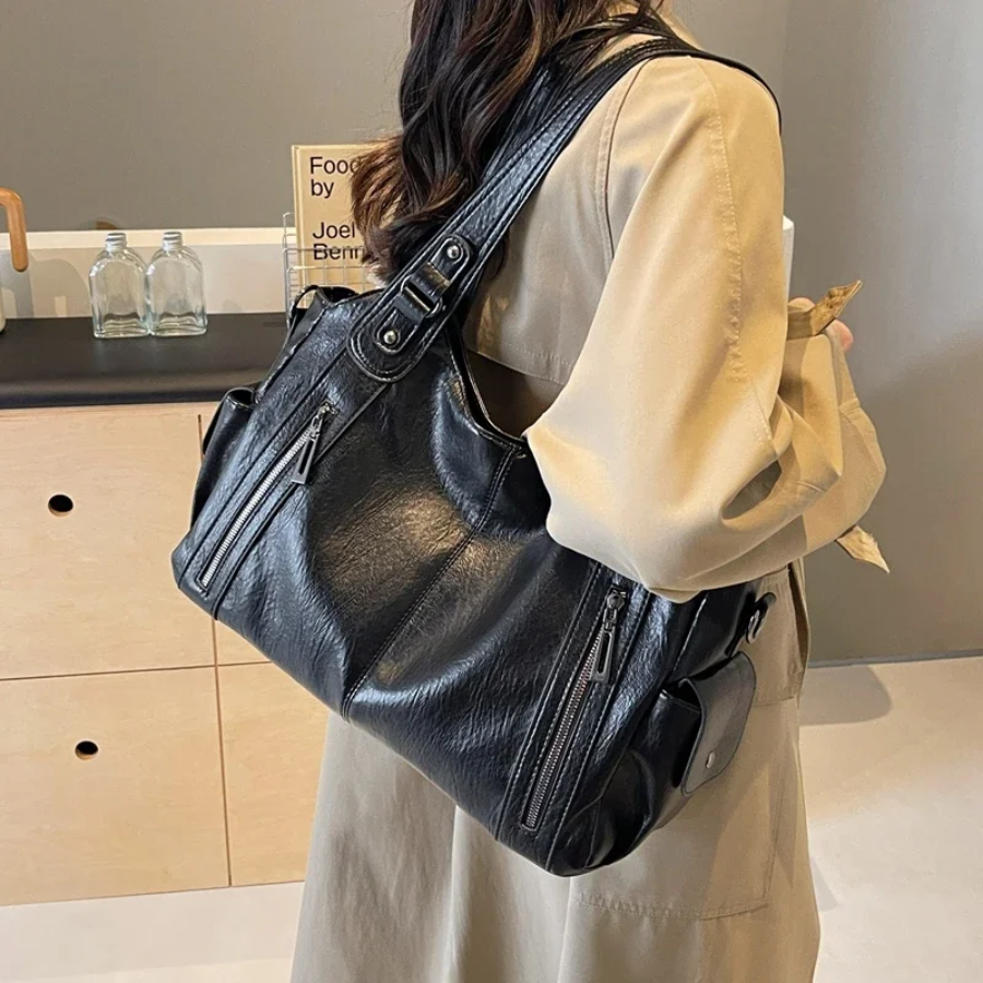Uma | Dual Zipper Large Capacity Shoulder Bag