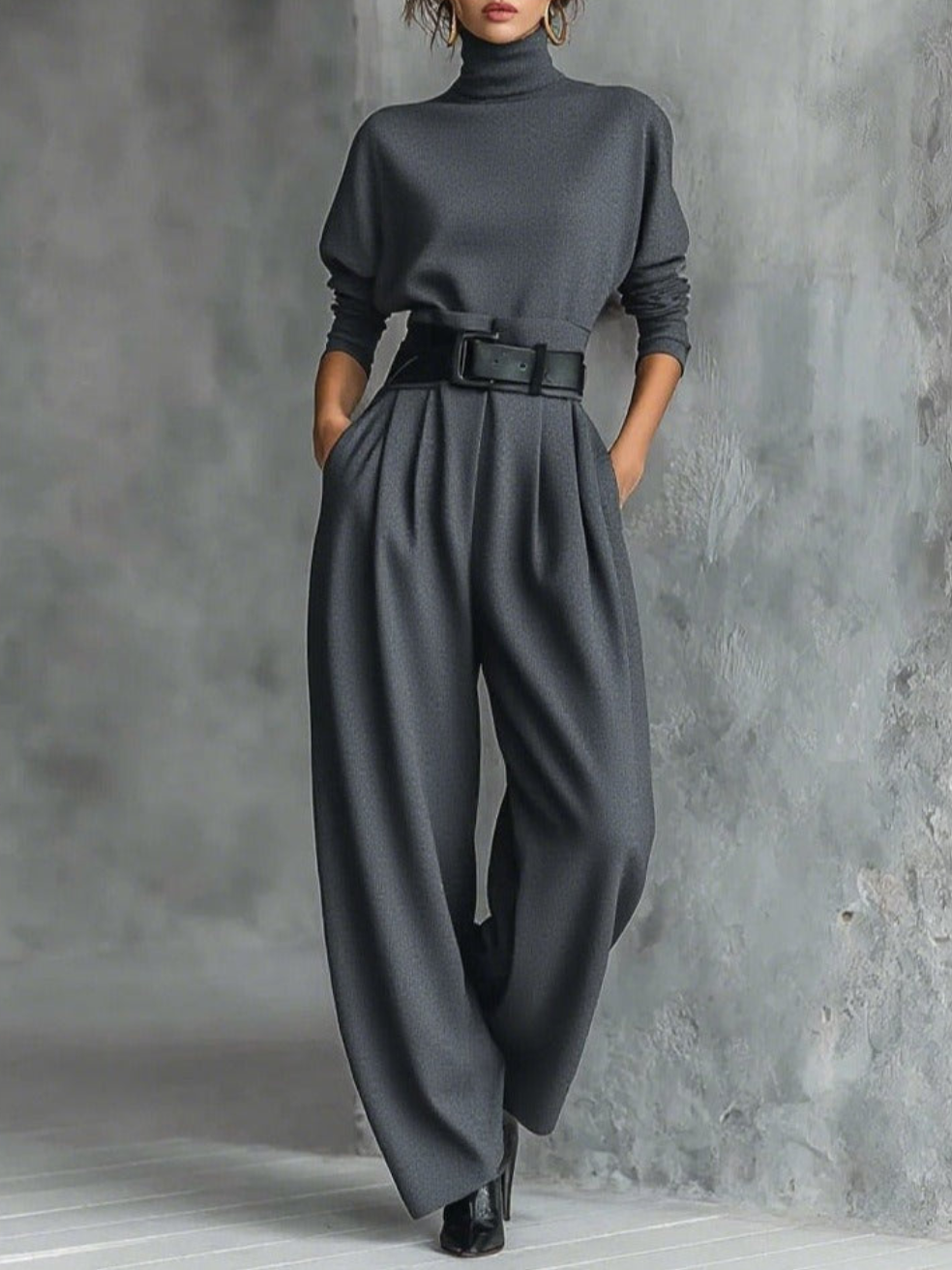 Jessica™ Elegant Top & Straight-Leg Pants Set | Fitted Turtleneck and Tailored Trousers