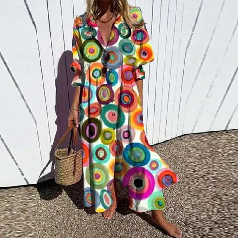 Romy - Boho Puff Sleeve Maxi Dress