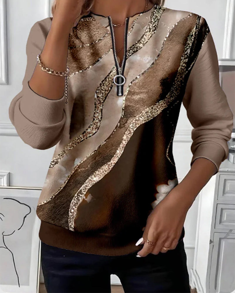 Emma | Half-Zip Sweatshirt With Vintage Print