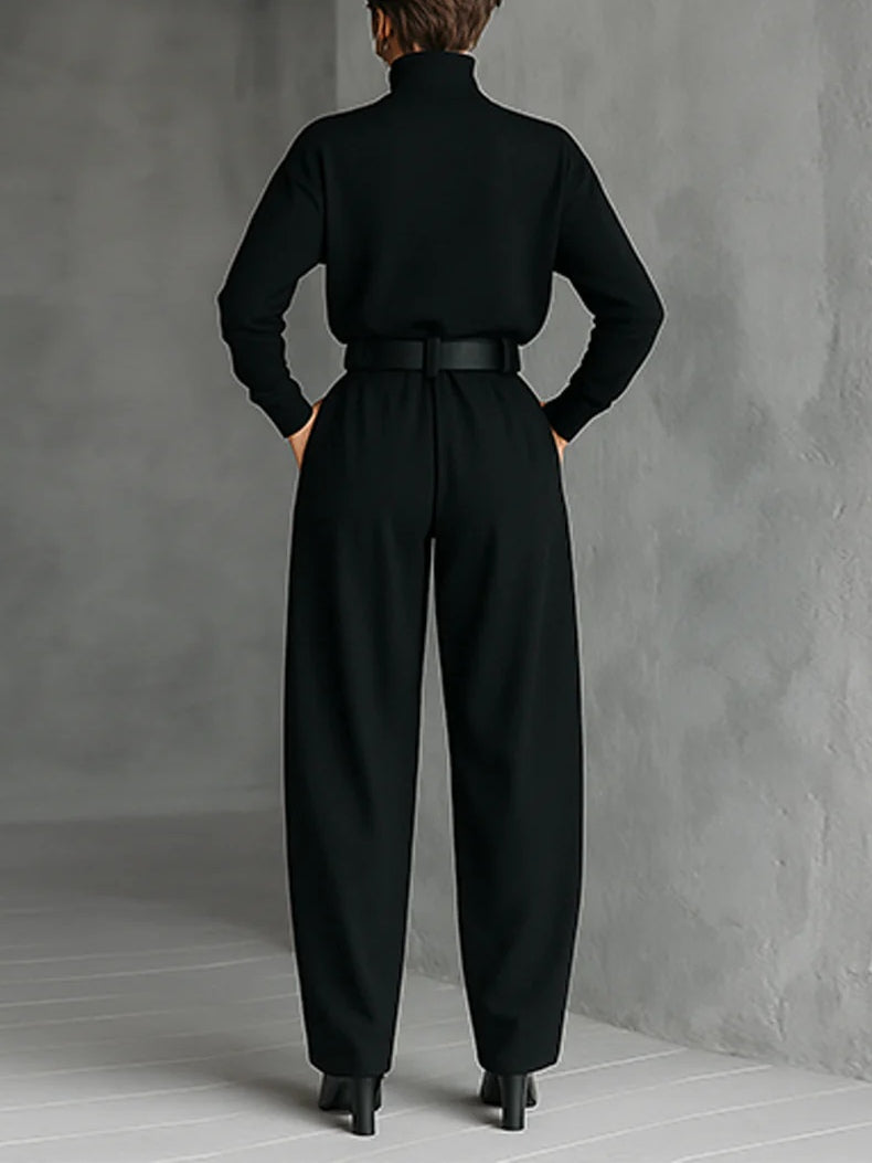 Jessica™ Elegant Top & Straight-Leg Pants Set | Fitted Turtleneck and Tailored Trousers