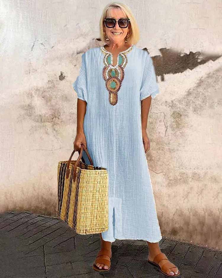 Oceana – Embroidered Elegance Dress