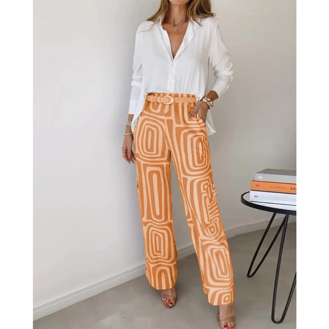 Kendra™ Elegant Two-Piece Set | Stylish Blouse and Chic Trousers
